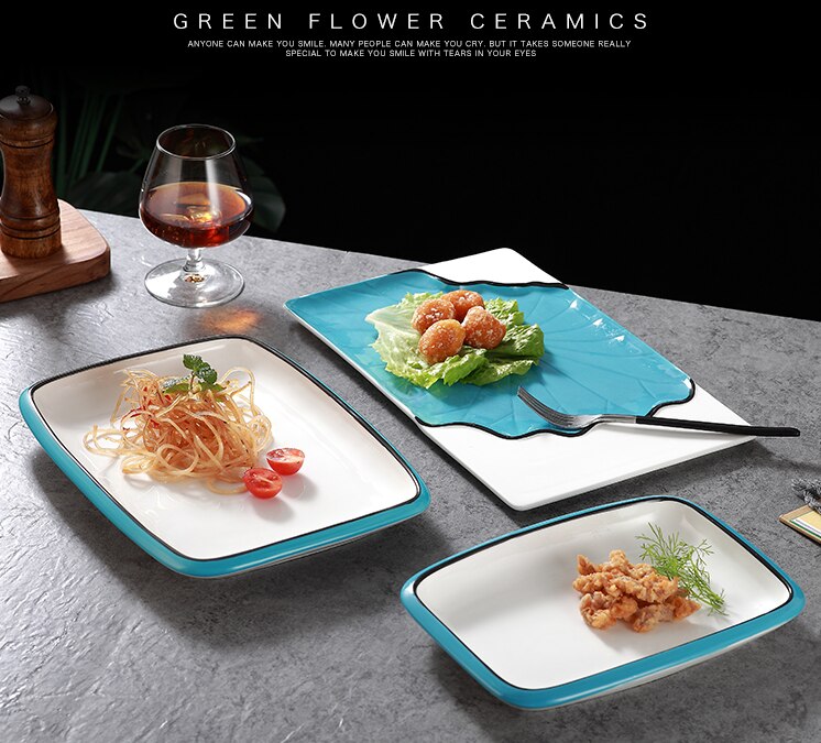 Twórczy ceramiczny nieregularny płytki talerz makaron talerz zupy ciemny suma talerzyk deserowy moda chińskie jedzenie restauracja zastawa stołowa