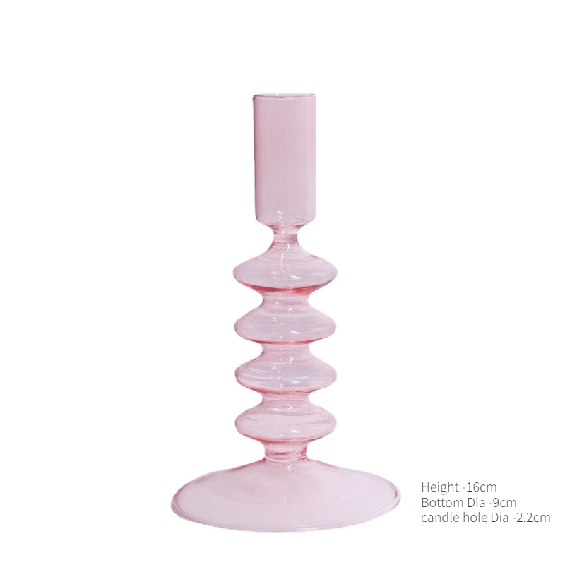 1pc Pink Glass Candle Holder Taper Candles Candlesticks Holder Wedding Table Centerpieces Nordic Home Decoration Vases: SKY BLUE