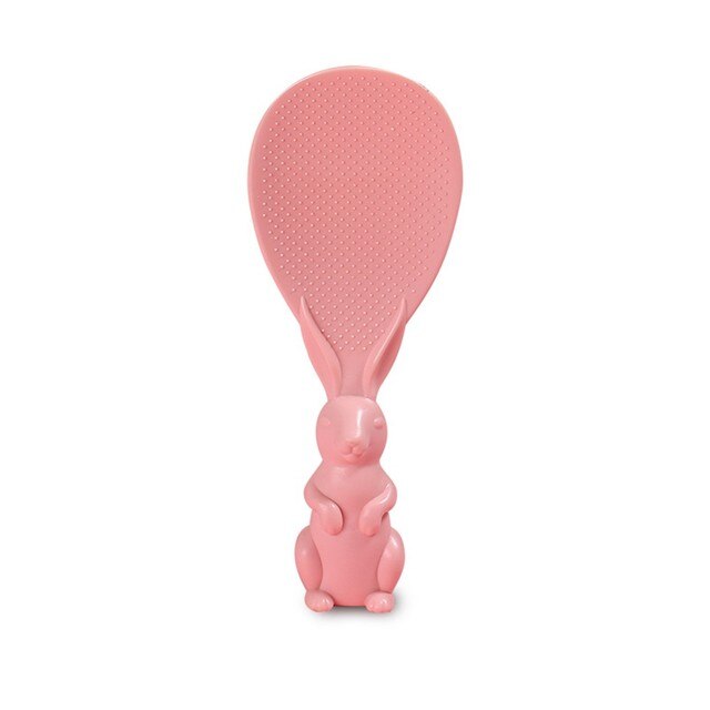 Cuillère à soupe antiadhésive en forme de lapin, cuillère à riz, belle louche à soupe sur pied, pelle à poignée en forme de lapin, ustensiles de cuisine: Pink