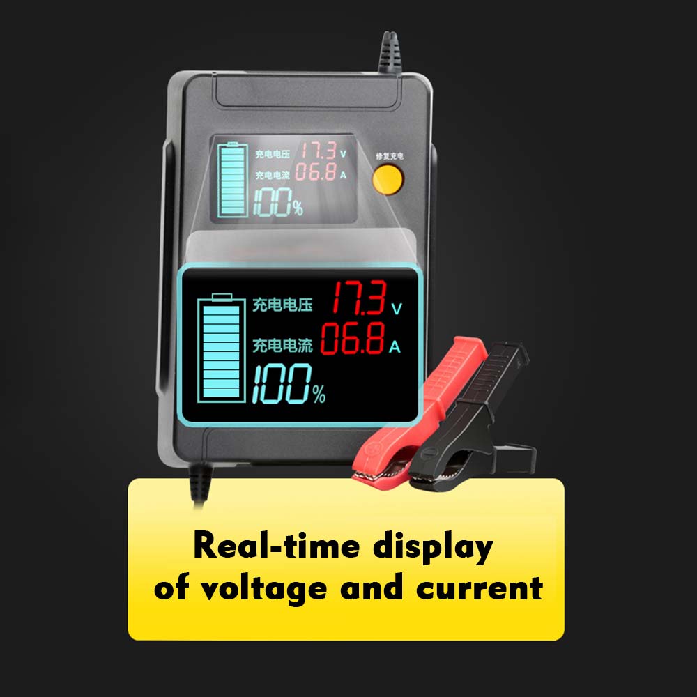 Fully Automatic Car Battery Charger 12V 8A / 24V 4A Intelligent Fast Power Charging Wet Dry Lead Acid Digital LCD Display