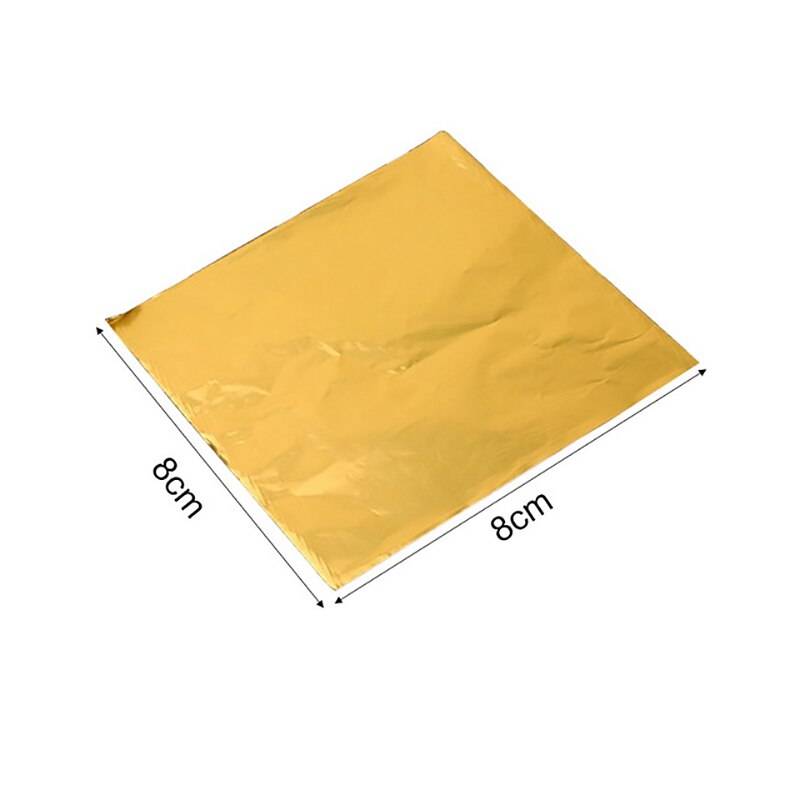 100 stk / lot slikindpakningspapir diy festforsyninger aluminiumsfolie chokoladeindpakninger tinpapir 8*8cm: Guld