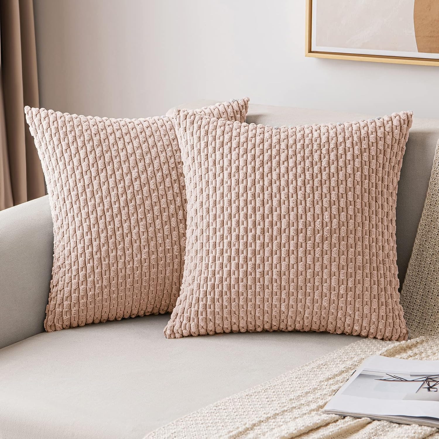 Housse de coussin rayée taies d'oreiller en velours côtelé vert oreillers décoratifs pour canapé 18x18 pouces jeter oreiller ferme décor à la maison 1 pièces: YELLOW / 50x50cm