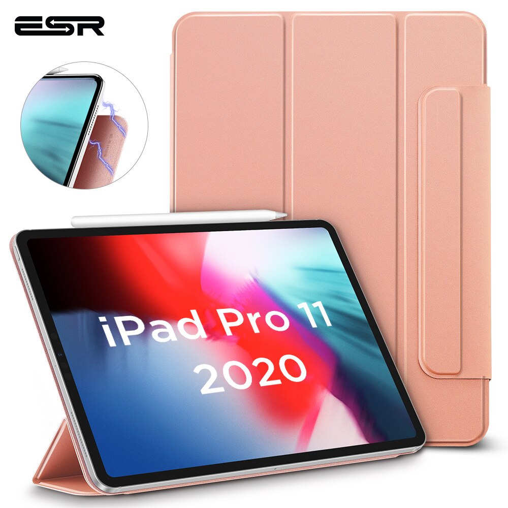 ESR for iPad Pro 11 12.9 Inch Case Secure Magnetic Smart Case for 12.9 inch iPad Pro Case with Pencil Holder 4th Generation: 11 Inch-Rose Gold