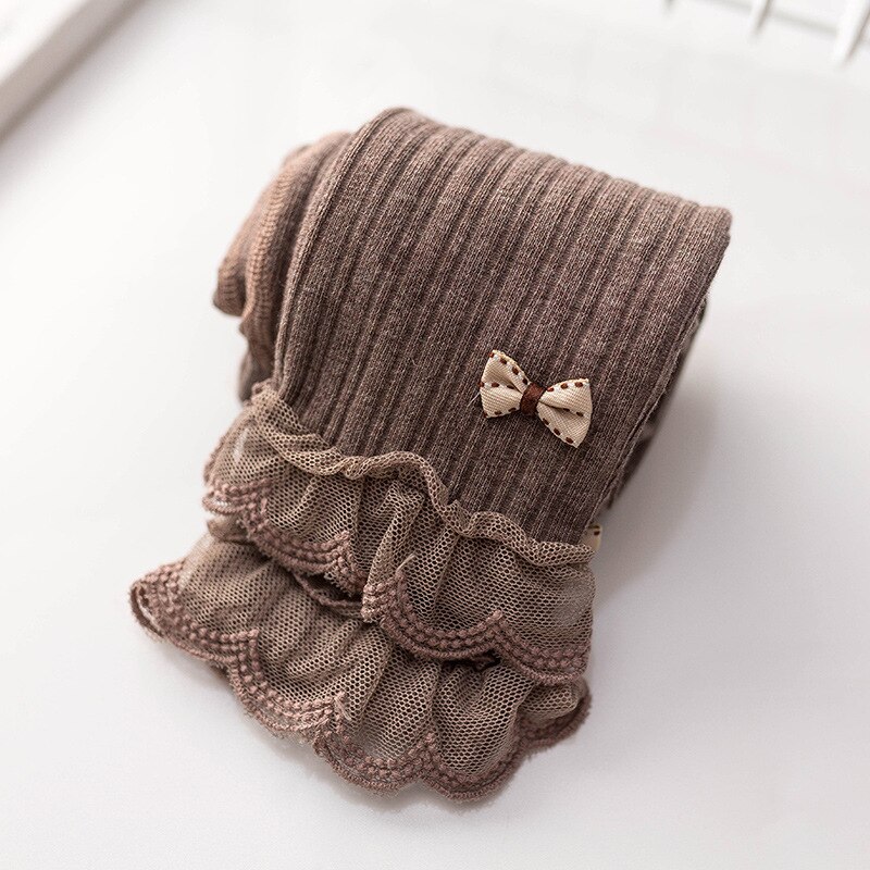 Dziewczęce obcisłe legginsy bawełniane koronkowe falbany łuki leginsy dla dziewczynki dzieci dzieci przycięte spodnie kostium księżniczka miękka: bawełna / XXL (139-155cm)