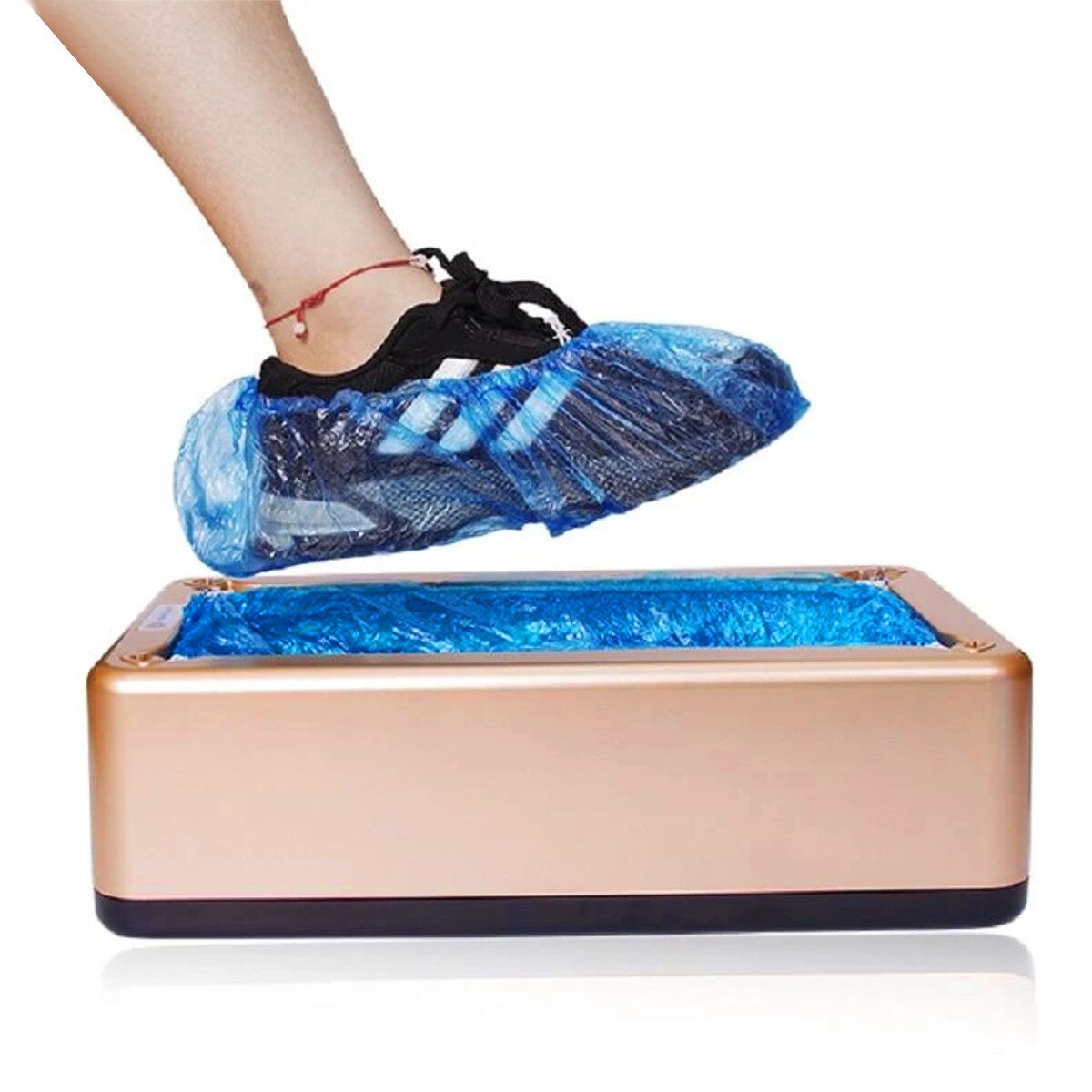 100 stk / sæt plast vandtæt engangs skoovertræk regnvejrsdag gulvbeskytter rengøringsskoovertræk blå skoomslag