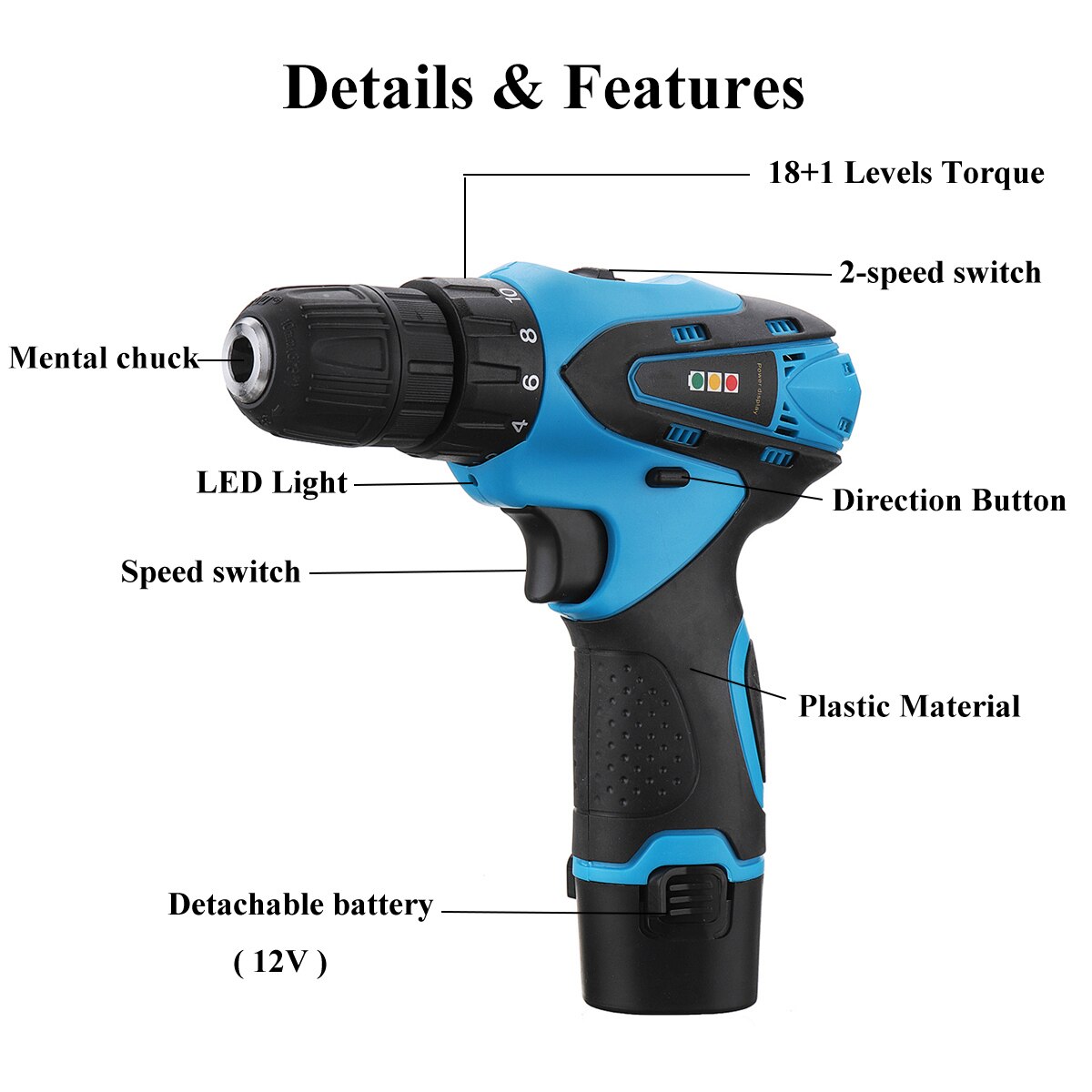 1Set 12V 160W Electric Screwdriver Cordless Drills Driver Screw 2Speed Lithium-ion Screwdriver with Rechargeable Battery