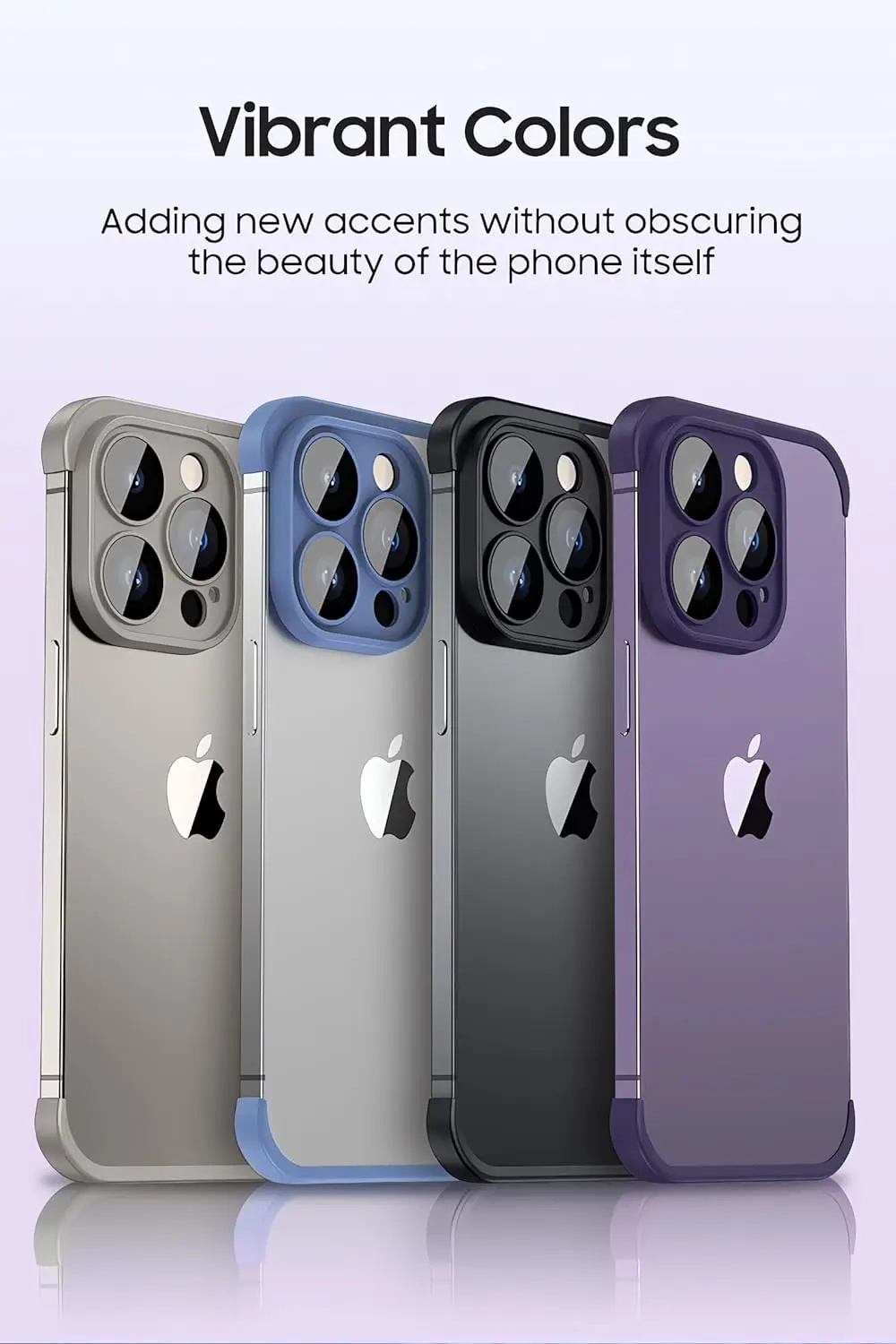 Titanium Gray Frameless Camera Lens Protector TPU Bumper Phone Case Cover For iPhone 16 15 Pro Max 14 Plus 13 12 11 14 15 13 Pro