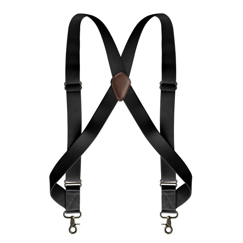 Deepeel 1Pc 3.5X125cm Mannen Jarretel X-Vormige Stretch Brede Bretels Werk Bretels Haak Gesp 2 Clips Bandjes man Jockstrap: Black
