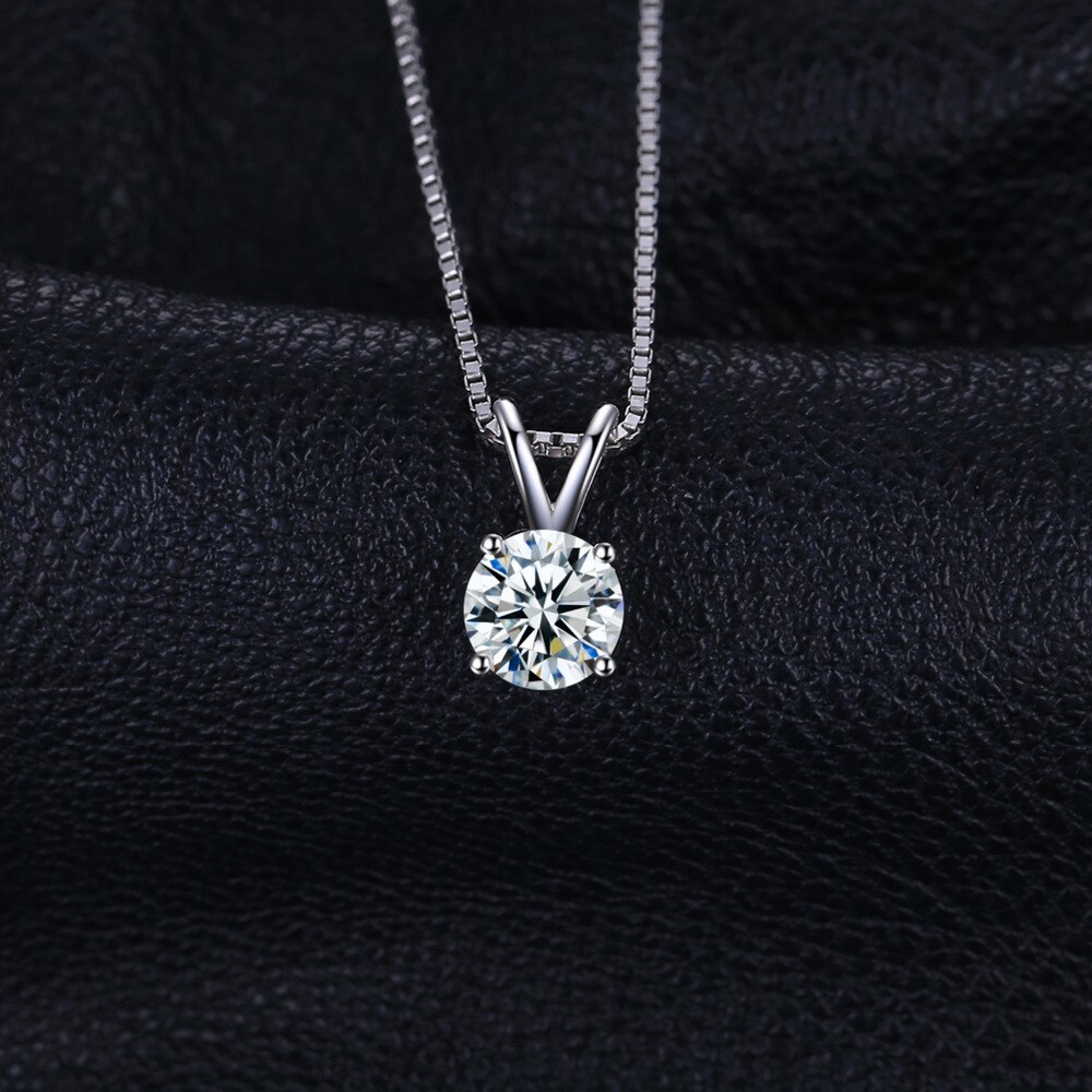 Rond 1ct CZ Solitaire pendentif collier 925 en argent Sterling ras du cou déclaration collier femmes argent 925 bijoux sans chaî