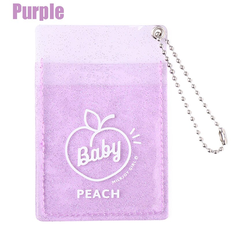 1 ud. funda de tarjeta de verano con cadena con llavero niñas tarjetas bolsas tarjetero para tarjetas de crédito bancarias lindo estudiante ID Bus tarjeta Pass titular: Purple