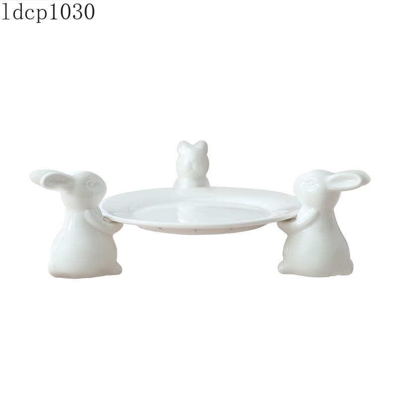 Bandeja de cerámica blanca para Conejo, soporte para dulces, pastel de cumpleaños, boda, mesa de postre, té y postre, placa de exhibición