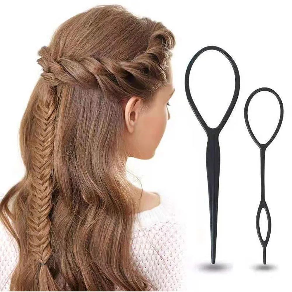 2 pçs/s et rabo de cavalo criador laço de plástico preto pônei topsy cauda clipe acessórios para o cabelo trança fabricante ferramenta estilo para mulheres meninas