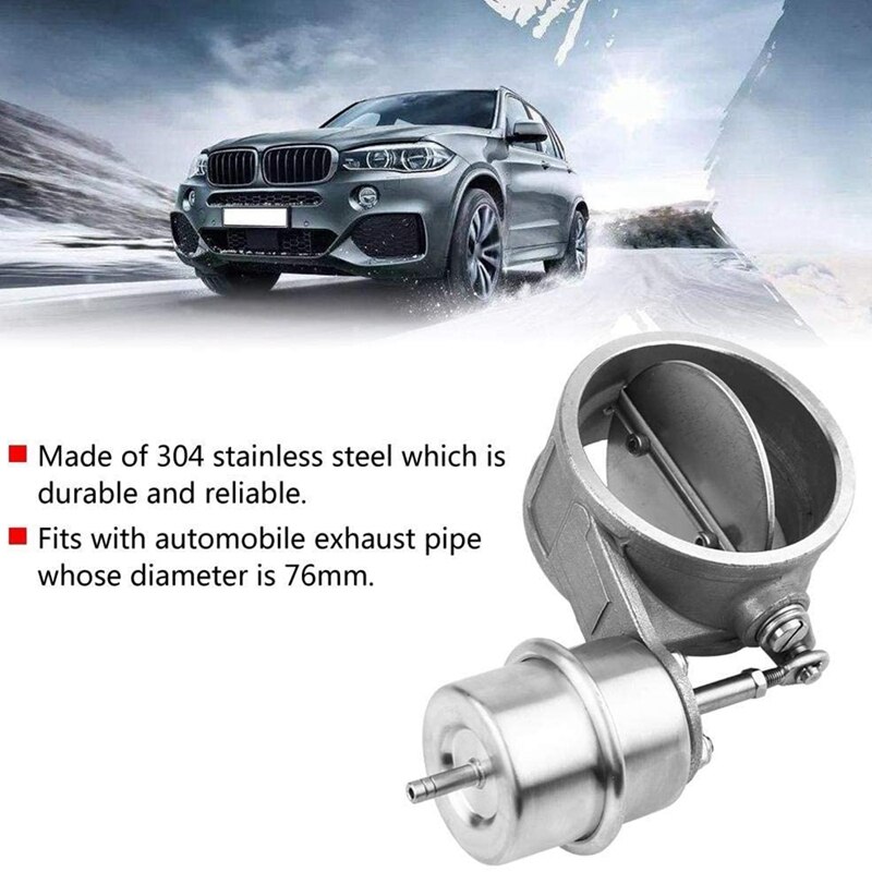 Car Exhaust Control Valve Boost Vacuum Activated Exhaust Cutout Open Style Pressure 1 BAR