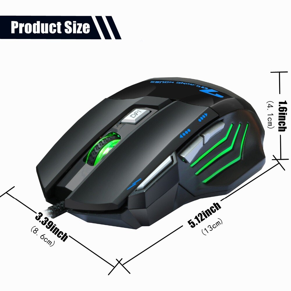 Wired Gaming Mouse 7 Button 5500 DPI LED Optical USB Game Mouse Computer Mouse Gamer Mice Cable Silent Mause For PC