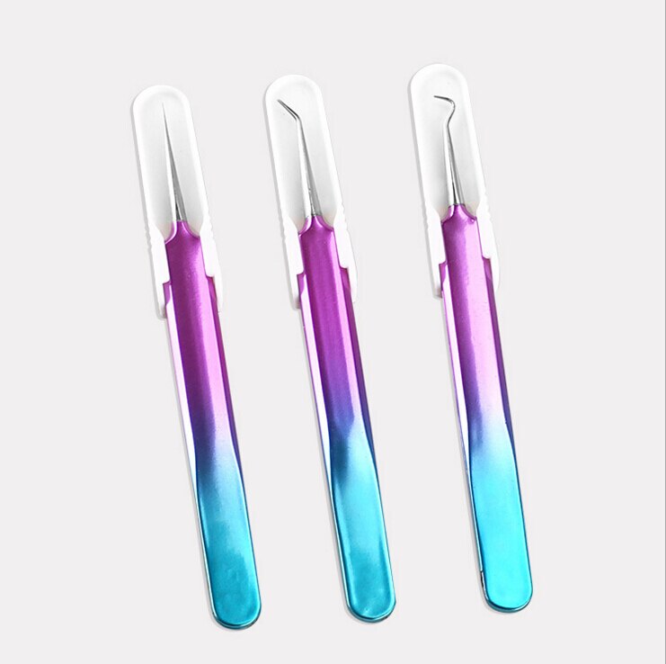 Pinzas de aguja para acné de acero inoxidable, removedor de espinillas y acné, herramienta de cuidado facial, extensión multiusos, pestañas postizas