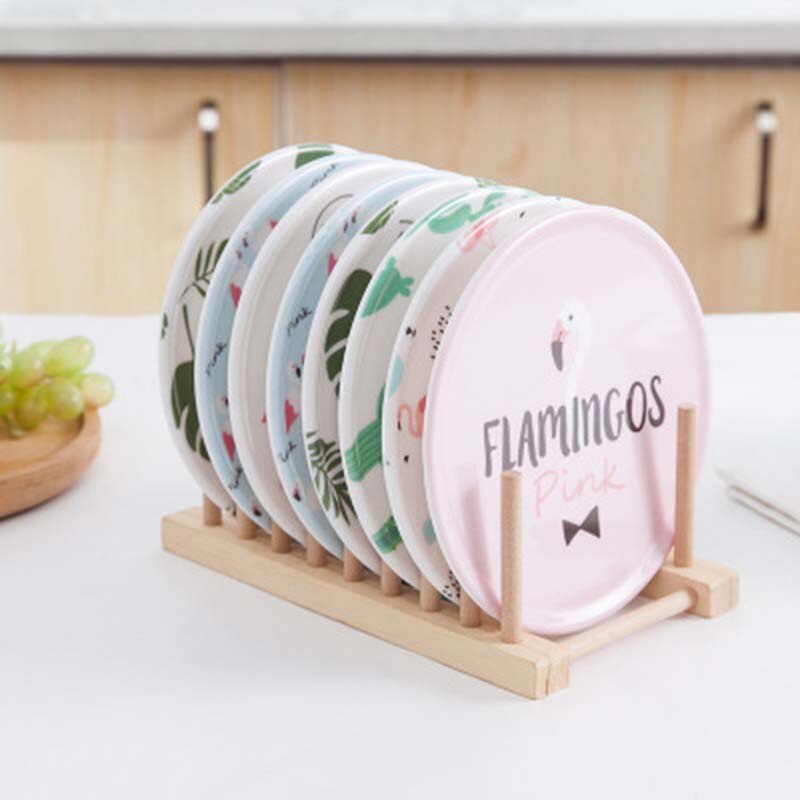 Flamingo kaktus blad platt tallrik rund västerländsk mat serveringsfat party tårta dessert mat display fat servis 1 st