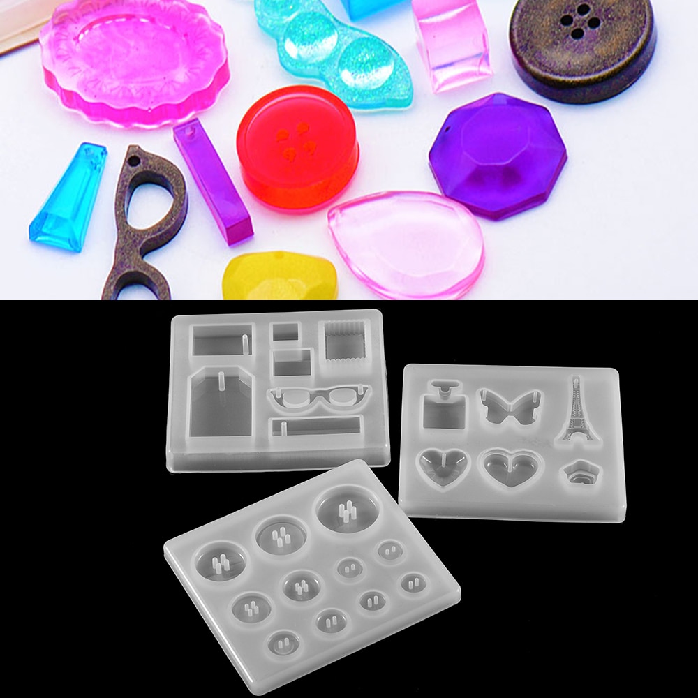 1 Uds gafas botones de silicona de moldes de Epoxy de resina epoxi UV moldes herramientas para la fabricación de la joyería DIY resultados suministros Kits