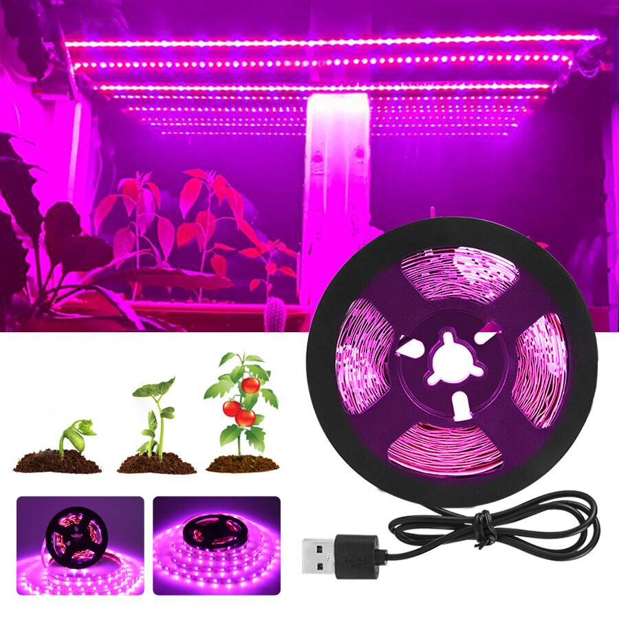 Volle Geführte spektrum Wachsen Licht USB LED Streifen 0,5 m 1m 1,5 m 2m 3m 2835 SMD LED Phyto Lampe für Gewächshaus Hydrokultur Pflanze Wächst
