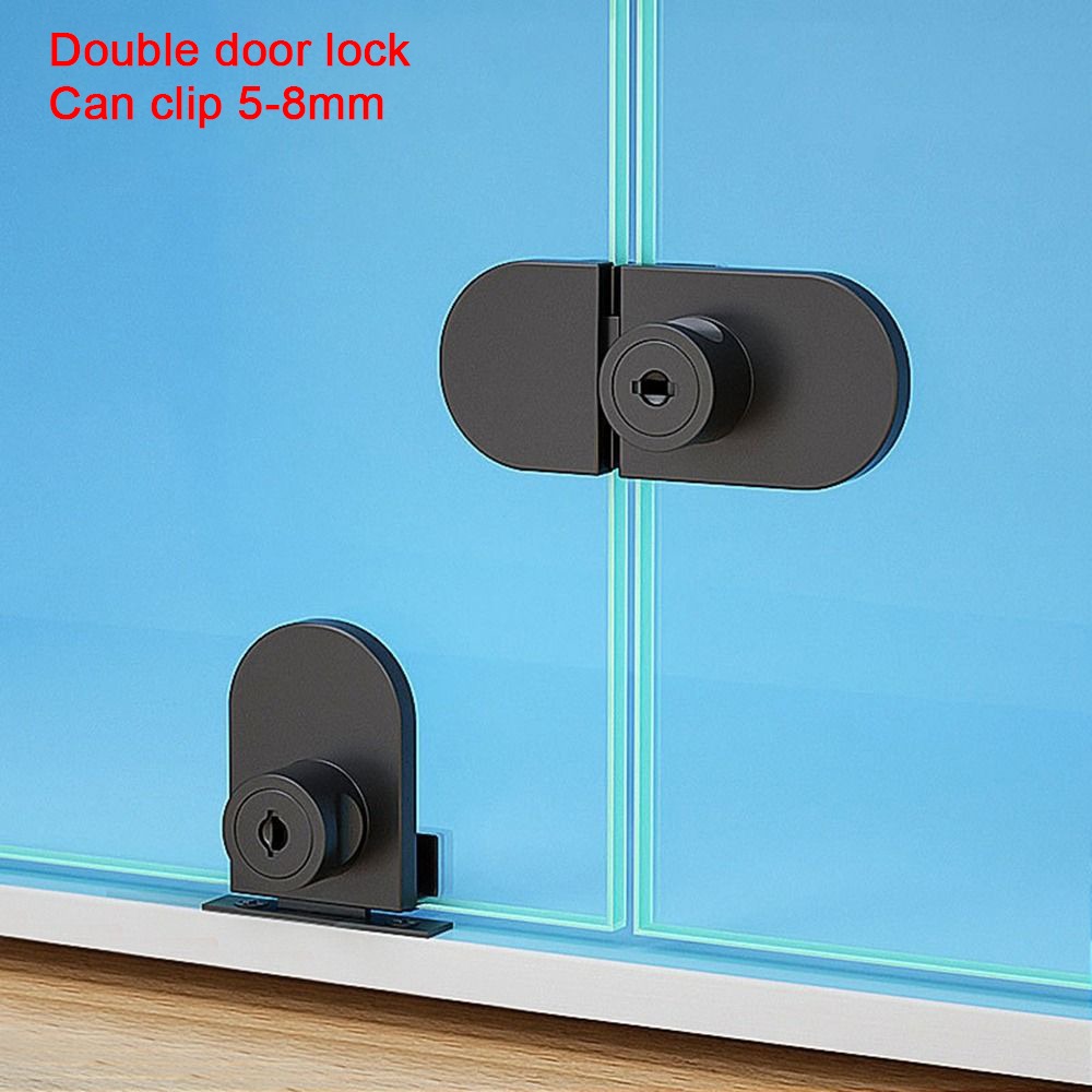 Cabinet Door Lock Glass Display Cabinet/Showcase Locks Single/Double Door No Need Drilling Easy To Install Home Tool: SKY BLUE
