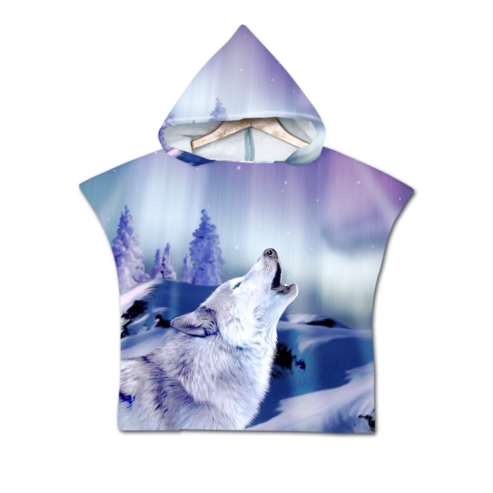 Nyhet cool varg måne enhörning baby barn barn huva handduk pool bad strand poncho handduk cape