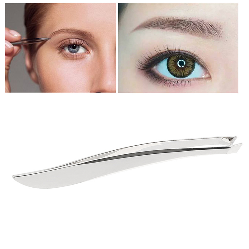 Pro Angled Slanted Eyebrow Tweezers Stainless Steel Face Hair Removal Eye Brow Trimmer Eyelash Clip Tweezers Beauty Makeup Tools