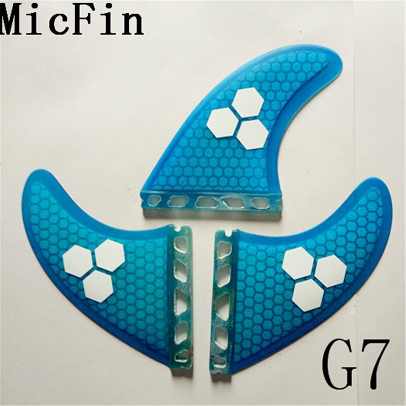 hotsales FCS G7 surf fins with fiberglass honeycomb for surfing size L 3pcs/set: Blue