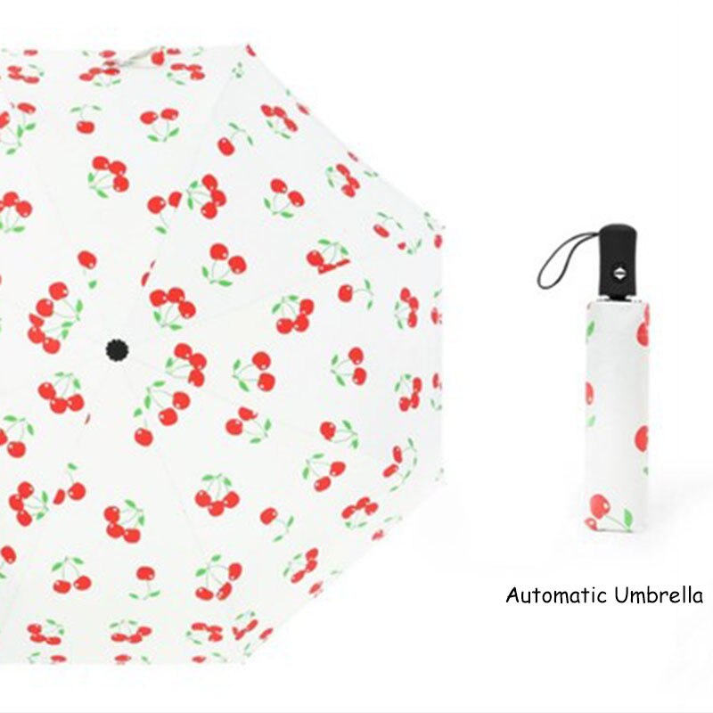Uv Umbrella Rain Women Automatic Rain Umbrellas For Kids Girl Cute Parasol Clear Men Idea Folding Beach Useful Animal Fruit: Cherry