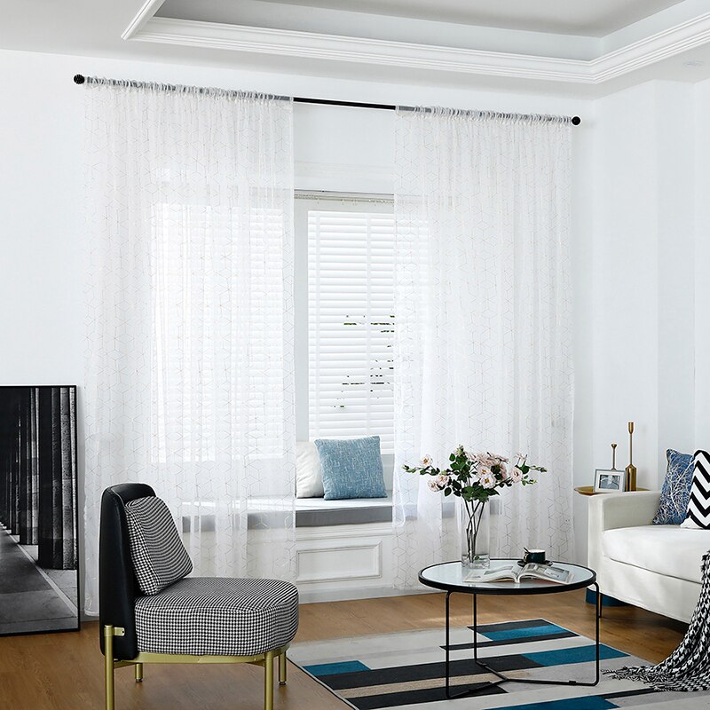 Gold Line Tulle Curtains Modern Curtains For Living Room Transparent Tulle Curtains Window Drapes Sheer For The Bedroom