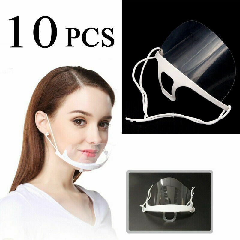 10pcs/Set Transparent Masks Permanent Anti Fog Catering Food Hotel Plastic Kitchen Restaurant Masks