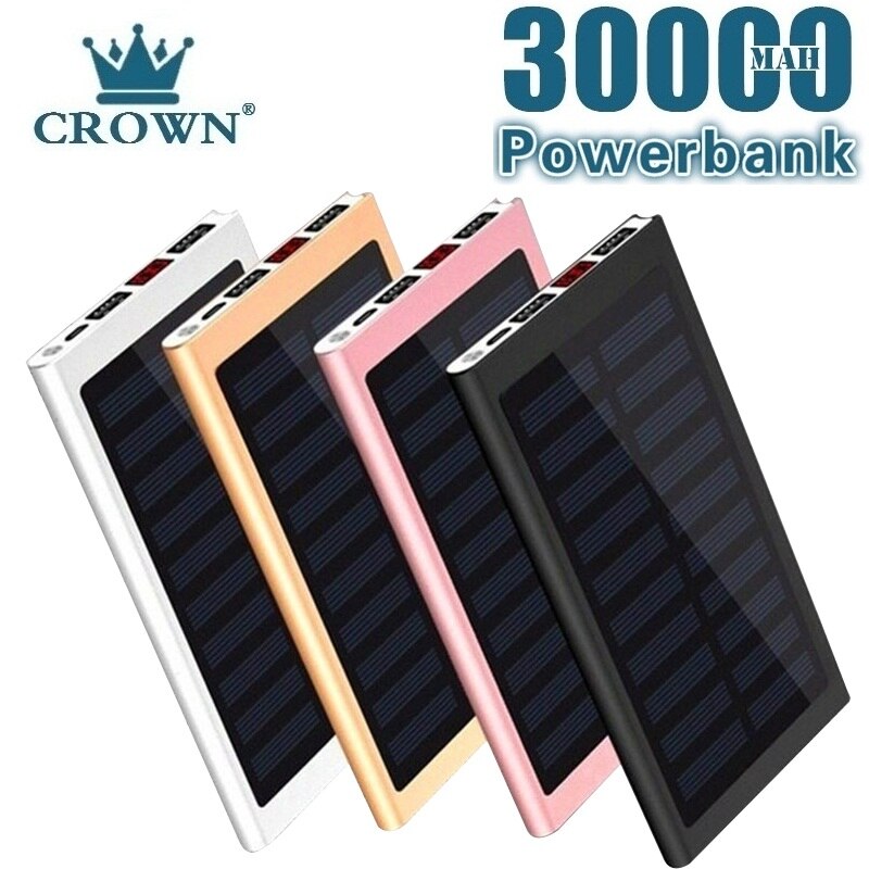 Banco de energía Solar de 30000mah, 2 USB, batería externa, LED, portátil, cargador Solar de teléfono móvil para teléfono inteligente