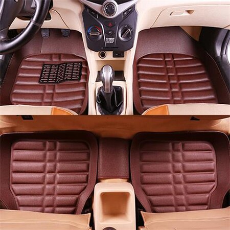 leather car floor mats for Peugeot All Model 3008 206 307 207 408 308 508 301 4008 RCZ 301 Car Styling Accessories Foot Pad: Color 4
