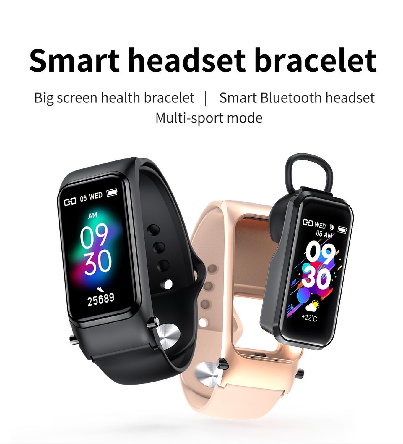 Smart Watch With Bluetooth Earphone Men Women Bluetooth Call Bracelet Heart Rate Blood Pressure Monitor Smartwatch