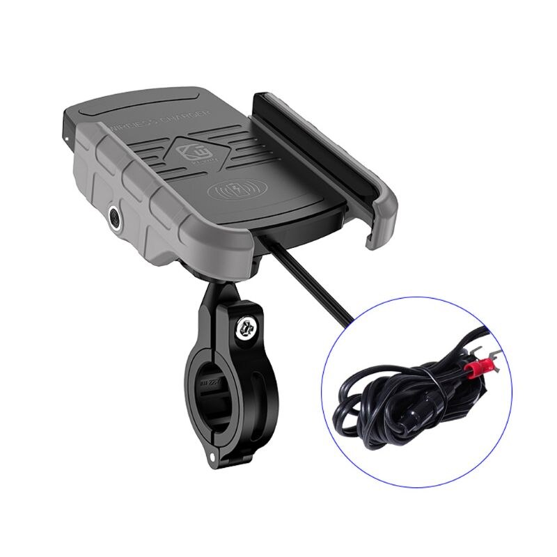 Waterproof 12V Motorcycle Phone Qi Fast Charging Wireless Charger Bracket Holder Mount Stand for iPhone Xs MAX XR X 8: Gray