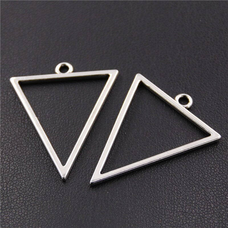 30 Uds. De Joyería de aleación, dijes de palo triangular, bandeja colgante en blanco hueco, dijes de bisel, DIY, hecho a mano