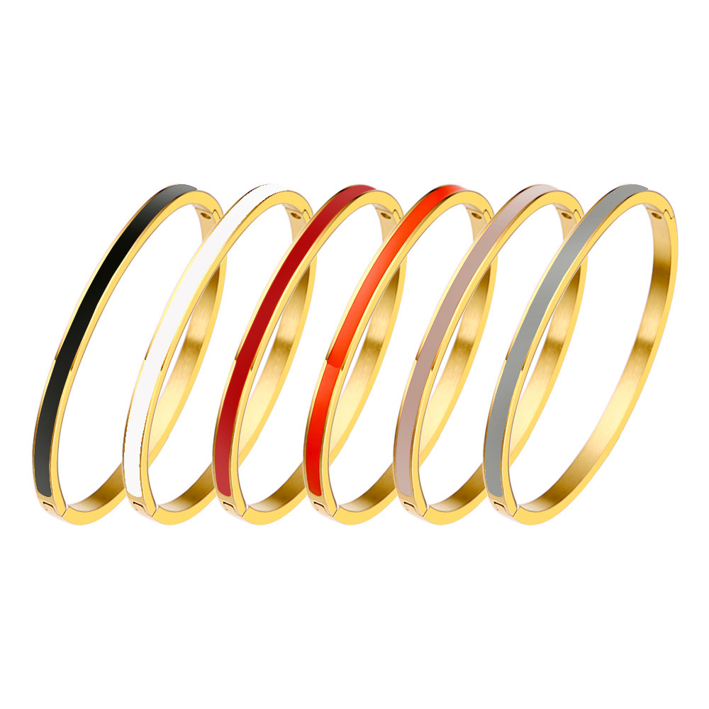 G & D Luxe Kleurrijke Oranje Enamel Bangles Armbanden Voor Vrouwen Party Bangles Originele Roestvrij Stalen Sieraden