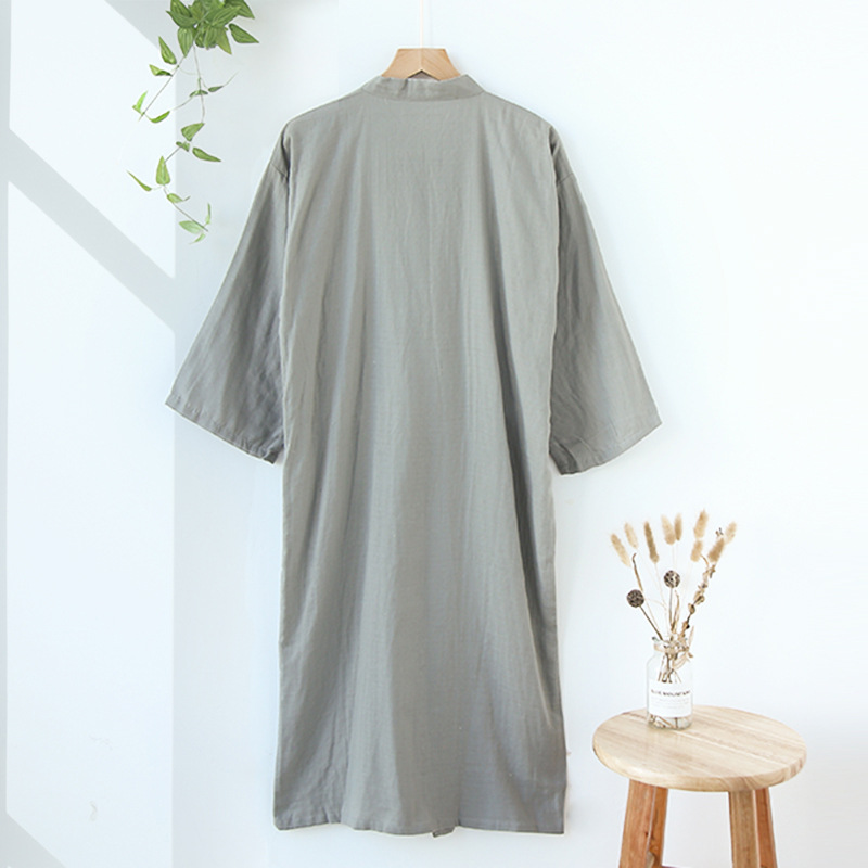 Kimono japonais Long pour homme, chemise de nuit légère et respirante, ample, collection printemps-automne