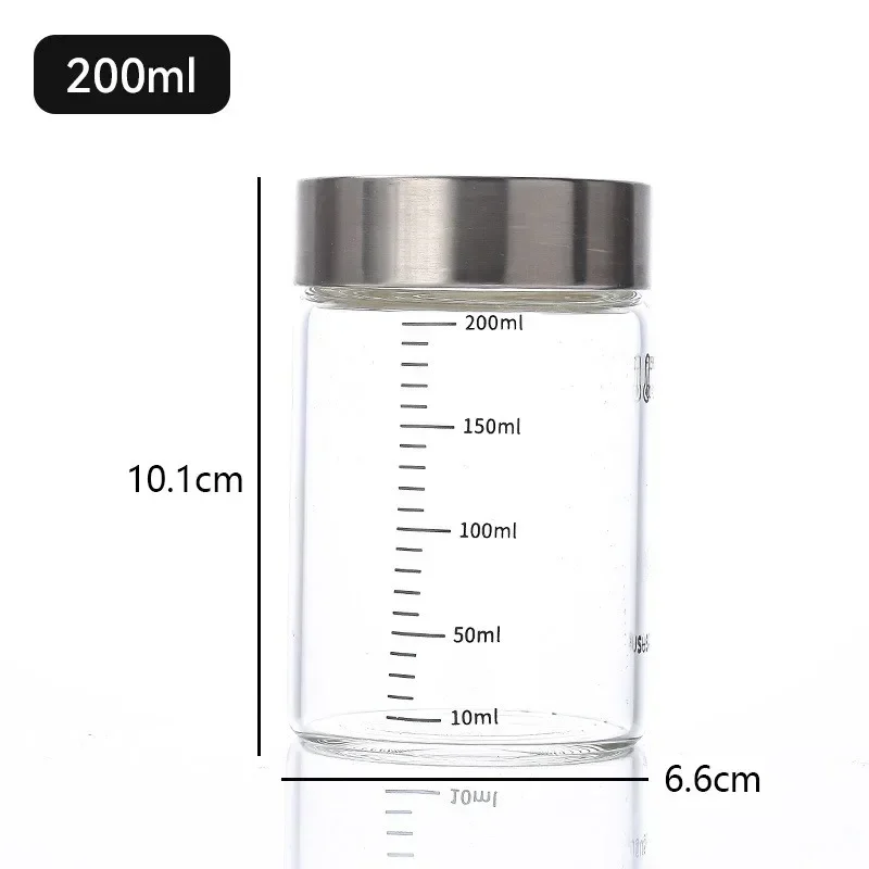 100-500ml Glass Bottle with Scale High Borosilicate Heat-resistant Glass Seal Jar Kitchen Seasoning Spices Storage Bottle Gadget: Red