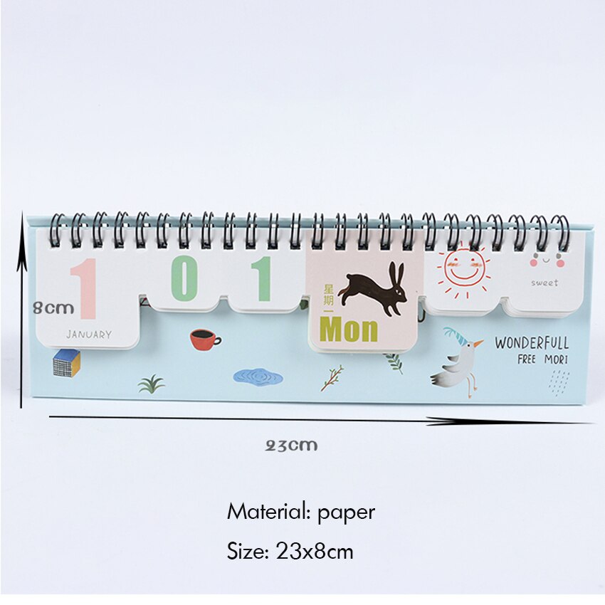 Coil Binding Desk Calendar Stand Up Table Calendar Months, Date, Week, Weather, Mood Reusable Calendars Daily Schedule Planner