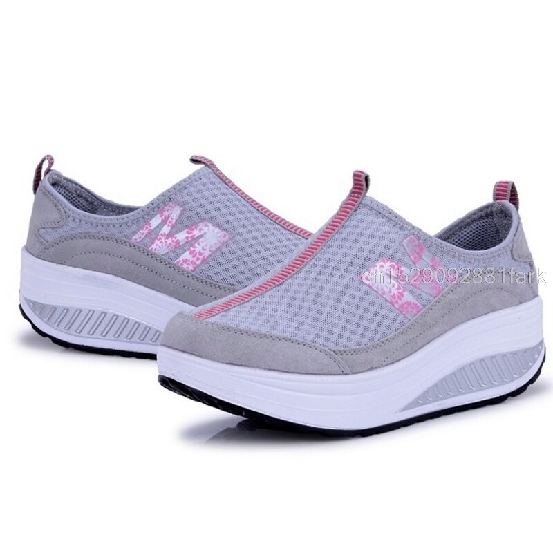 Women Wedges Toning Shoes Breathable Platform Swing Shoes Ultra-light Female Lazy Slimming Shoes Height Increasing