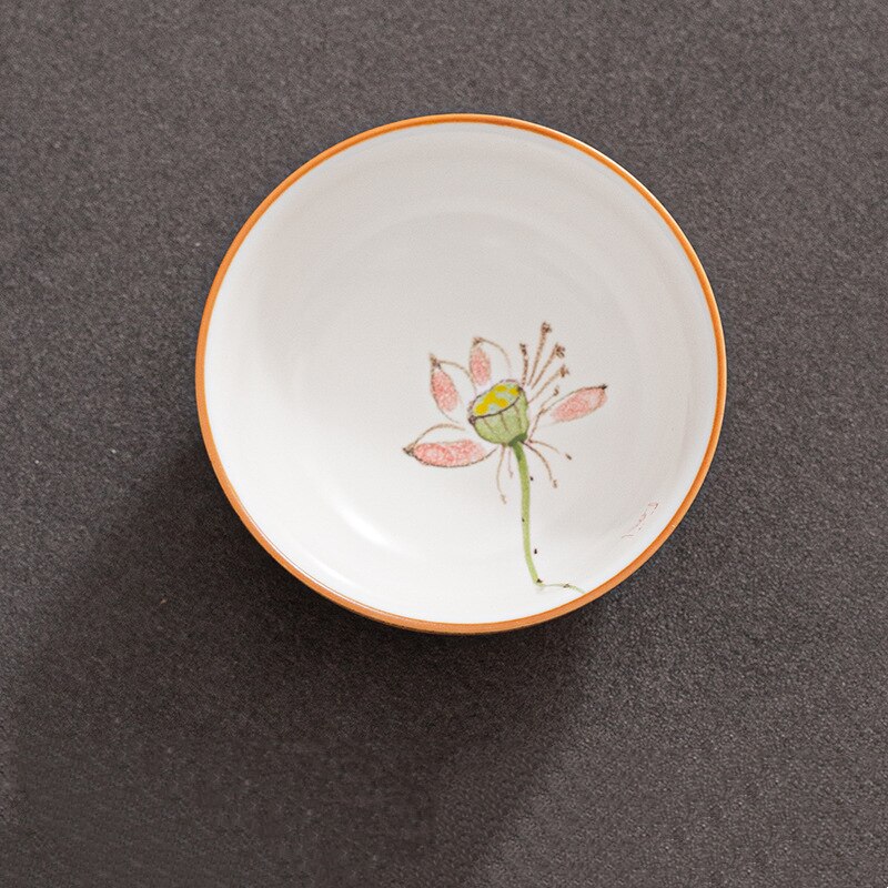 Hand Painted Lotus Chinese Pottery Cups Tea Cup Set Teaware Fish Plate For Tea Ceremony Teacup Dishes Buddha Coffee Mugs
