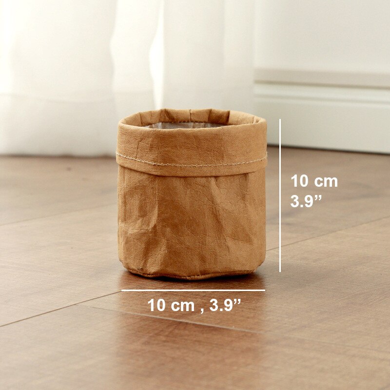 Maceta de flores de papel Kraft VOGVIGO, impermeable, ecológica, reutilizable, maceta para plantas, bolsa de almacenamiento multifunción para escritorio para el hogar: Brown S