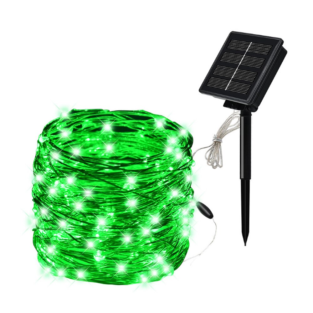 Solcellelampe kobber lampe lampesnor 100/200 led fødselsdag julepynt udendørs gårdhave farve lampe festivalhave: Grøn / 10m .100 ledede
