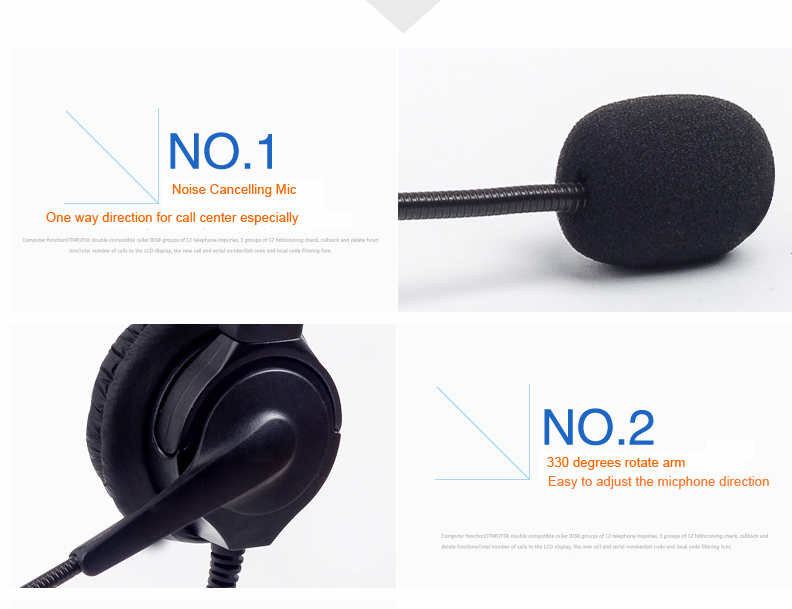 Telefon-headset mit geräuschunterdrückung für callcenter, schnurgebundenes binaurales telefon-headset  rj9 mit mikrofon für schulungen, marketing