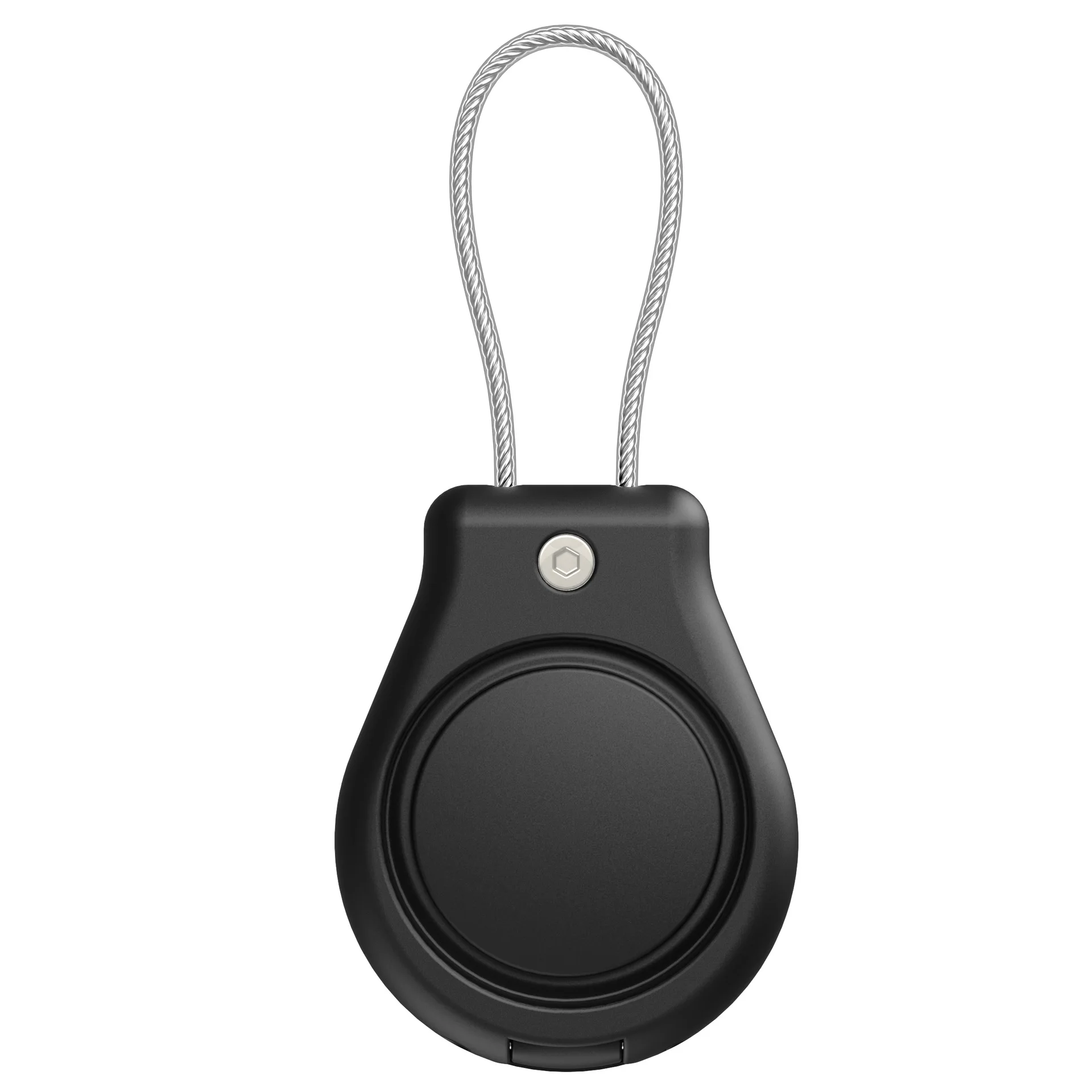 Wasserdichte Abdeckung für Apple AirTag Schlüsselanhänger-Halterung mit Drahtkabel, Anti-Verlust-Tracker-Zubehör für Gepäck, Rucksack, Airtag-Hülle: Black