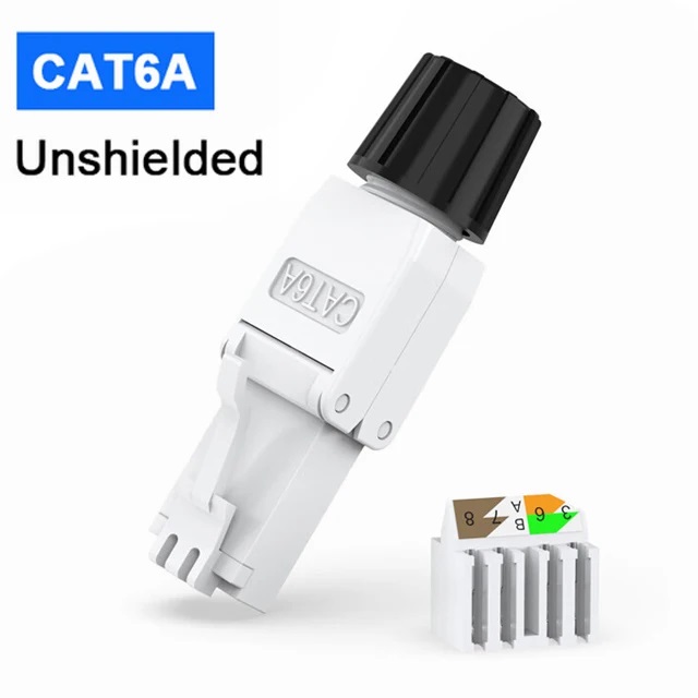 ZoeRax RJ45 Cat8 Cat7 Cat6A Connector Toolless Shielded/Unshielded Ethernet Termination Plug for 23~26AWG STP/UTP Ethernet Cable: WHITE / 0.6m
