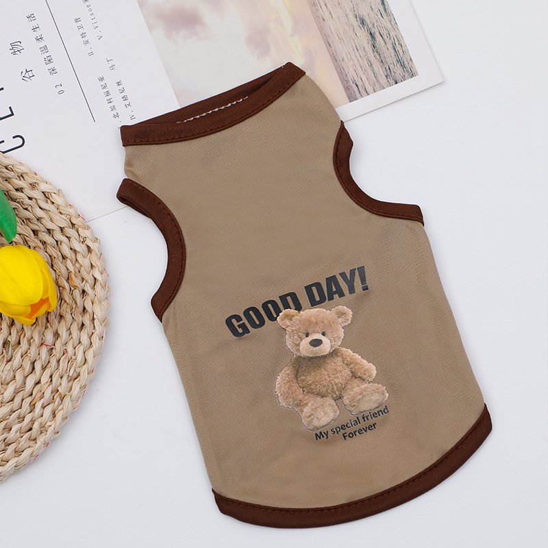 Haustiere Sommer Drucke Westen Hund Kleidung Kleiner Bär Hund Muster Haustier T-shirts Atmungsaktive Ärmellose Welpen Kostüm Hund Haustier Shirts: XS / WHITE