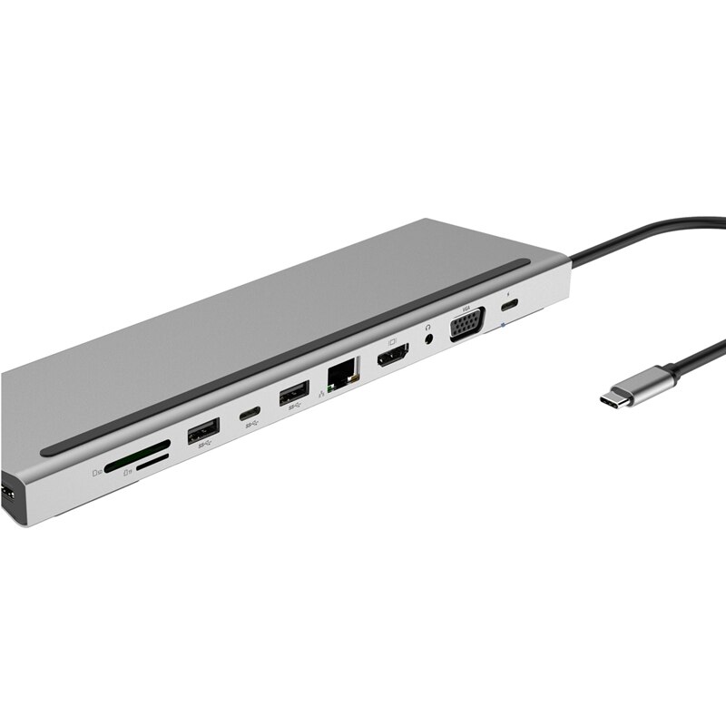 Répartiteur USB 11 en 1 Multi 11 Ports Type C HUB à 3.0 USB HDMI RJ45 USB HUB VGA pour