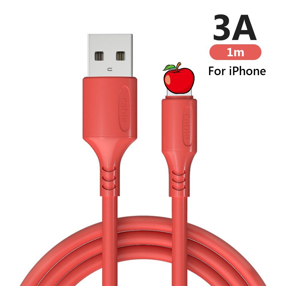 1m 3A USB Typ-C Android Mikro Flüssigkeit Silikon Schnelle Ladekabel Daten synchronisieren Für IPhone Samsung Huawei ehre Xiaomi Redmi