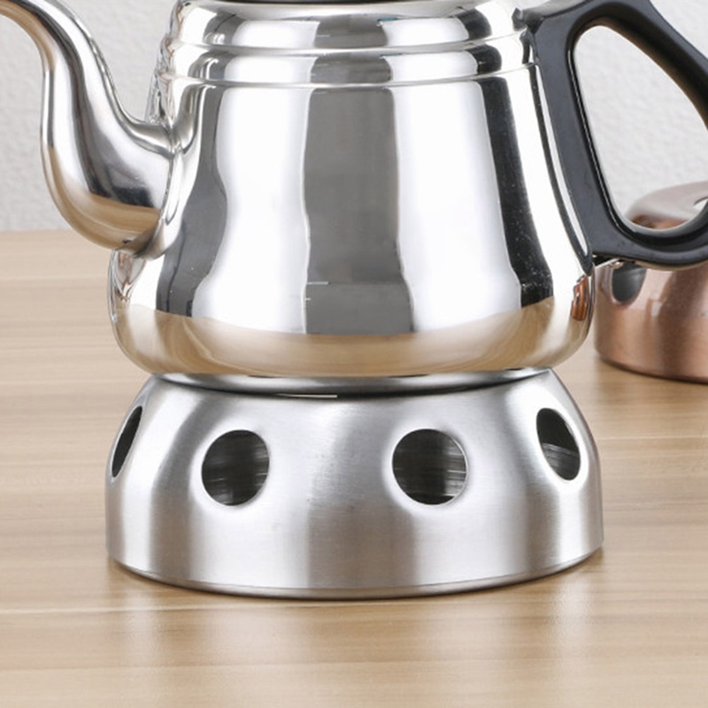 Sølvtøj hjemmekontor rundt tilbehør rustfrit stål aftageligt stearinlys praktisk kaffe tekande varmere komfur opvarmningsbase
