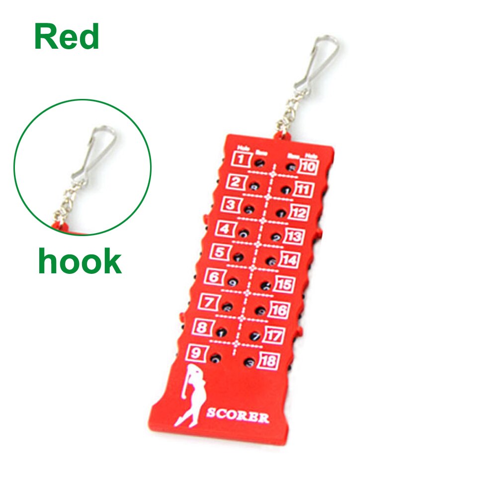 1Pcs 18 Hole Golf Stroke Putt Score Card Counter Golf Score Indicator Met Sleutelhanger Golf Score Teller Golf training Aids: Red-Hook